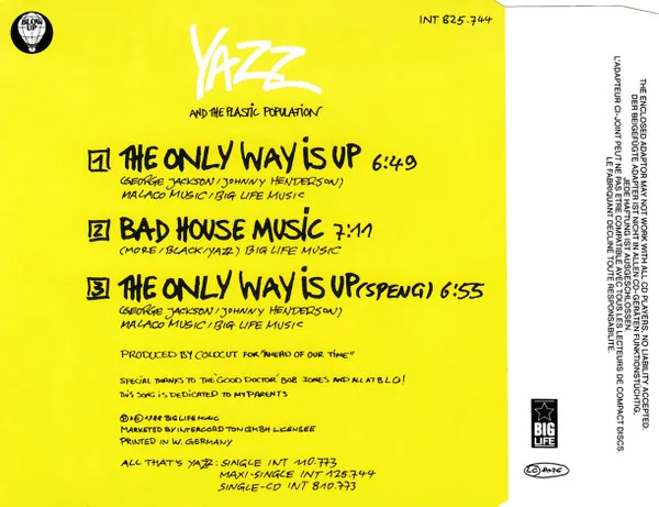 Album cover for The Only Way Is Up by Yazz And Plastic Population, The