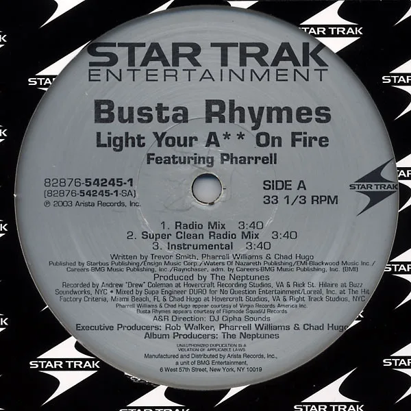 Album cover for Light Your Ass On Fire by Busta Rhymes Featuring Pharrell Williams
