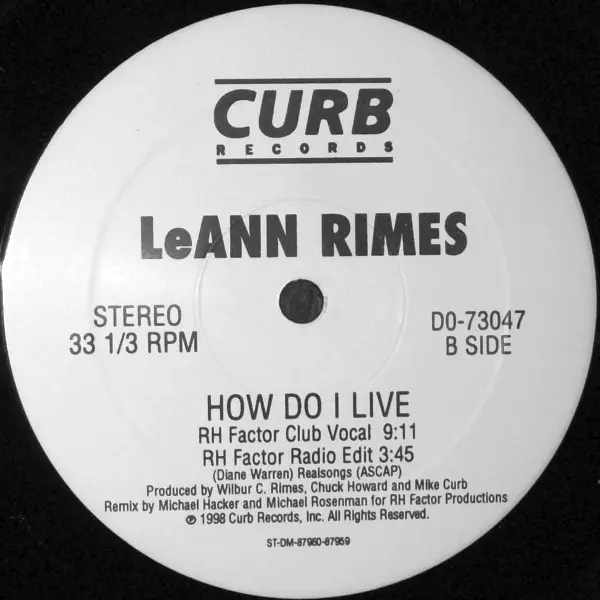 LeAnn Rimes - How Do I Live (Dance Mix), Electronic, House, 1998 - Curb Records, US, Vinyl 1x 12", 33 ⅓ RPM
