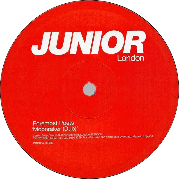 Foremost Poets - Moonraker, Electronic, Electro, Tech House, 2002 - Junior London, UK, Vinyl 1x 12", 33 ⅓ RPM