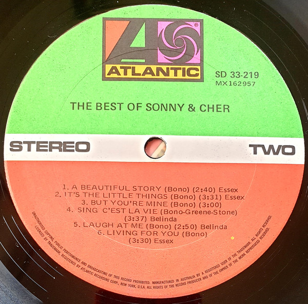 Sonny & Cher - The Best Of Sonny & Chér, Pop, Vocal, Atlantic, Australia, Vinyl 1x LP, Compilation, Reissue