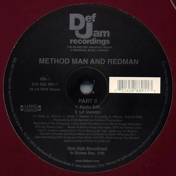 Album cover for How High Soundtrack "Part II" by Method Man & Redman