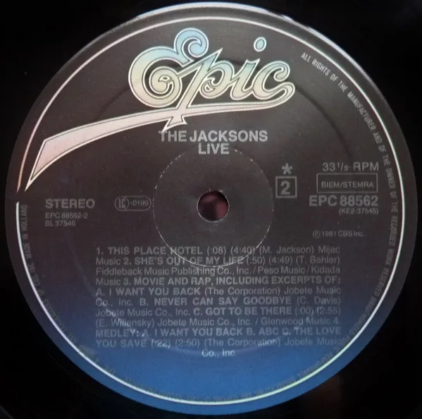 Album cover for Live by Jacksons, The