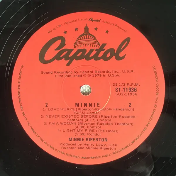 Minnie Riperton - Minnie, Funk / Soul, Soul, 1979 - Capitol Records, Australia, Vinyl 1x LP, Album
