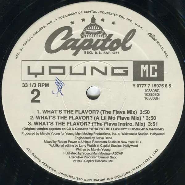 Young MC - What's The Flavor?, Hip Hop, RnB/Swing, 1993 - Capitol Records, US, Vinyl 1x 12"