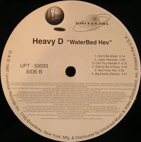 Heavy D - Waterbed Hev, Funk / Soul, Hip Hop, Contemporary R&B, 1997 - Uptown Records, US, Vinyl 1x LP, Album