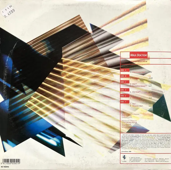 Wax Doctor - Selected Works 94-96, Electronic, Drum n Bass, Jungle, 1998 - R & S Records, Belgium, Vinyl 3x 12", 33 ⅓ RPM, 45