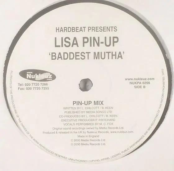 Hardbeat Presents Lisa Pin-Up - Baddest Mutha (Remixes), Electronic, Hard House, 2000 - Nukleuz, UK, Vinyl 1x 12"