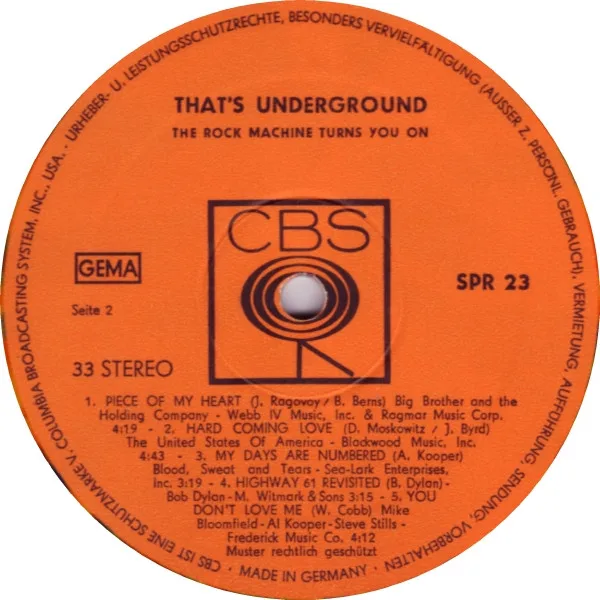 Album cover for That's Underground (The Rock Machine Turns You On) by Various