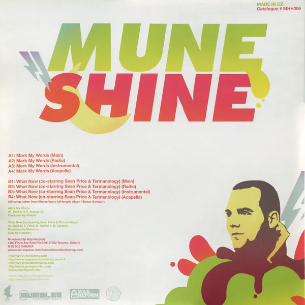 Album cover for Mark My Words by Muneshine