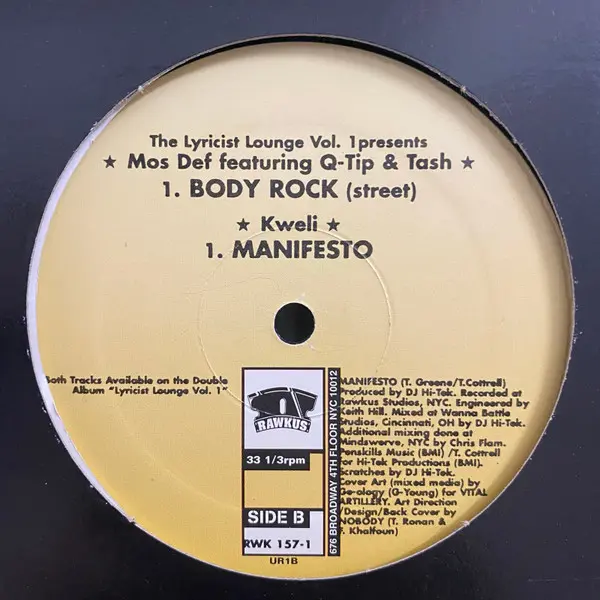 Mos Def Featuring Q-Tip & Tash - The Lyricist Lounge Vol.1 Presents: Body Rock, Hip Hop, 1998 - Rawkus, US, Vinyl 1x 12", 33 