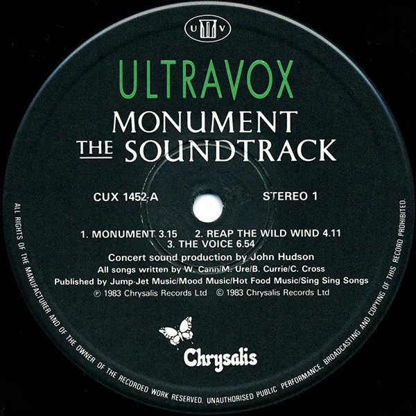 Album cover for Monument The Soundtrack by Ultravox