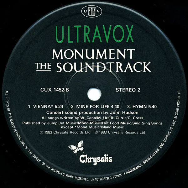 Album cover for Monument The Soundtrack by Ultravox