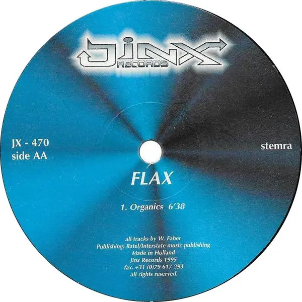 Flax - Intoxication, Electronic, Hard Trance, Trance, 1995 - Jinx Records, Netherlands, Vinyl 1x 12", 33 ⅓ RPM, 45 RPM