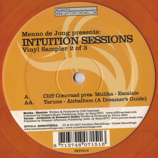 Various - Menno de Jong Presents: Intuition Sessions (Vinyl Sampler 2 Of 3), Electronic, Trance, 2007 - Intuition Recordings 