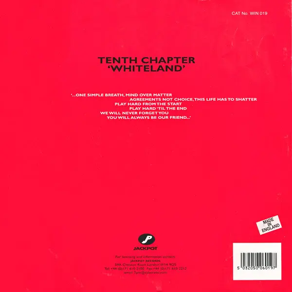 Tenth Chapter - Whiteland, Electronic, Breakbeat, Breaks, 1997 - Jackpot, UK, Vinyl 1x 10", Single Sided