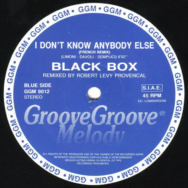 Black Box - I Don't Know Anybody Else, Electronic, Italo House, 1990 - Groove Groove Melody, Italy, Vinyl 1x 12", 45 RPM