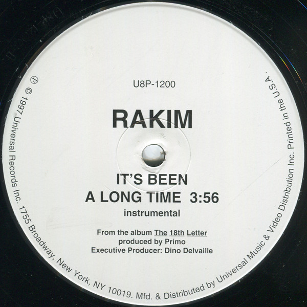 Rakim - It's Been A Long Time, Hip Hop, Conscious, 1997 - Universal Records, US, Vinyl 1x 12", 33 ⅓ RPM