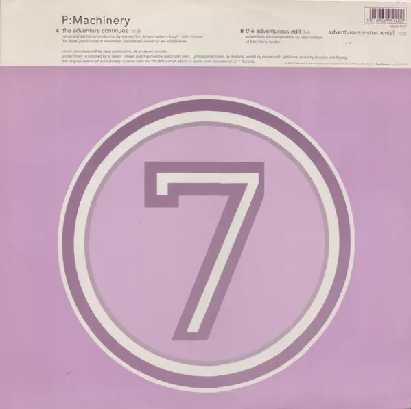 Propaganda - p:Machinery (T-Empo Remix), Electronic, Pop, Progressive House, Synth-pop, 1995 - 7 (3), UK, Vinyl 1x 12", 33 ⅓ 