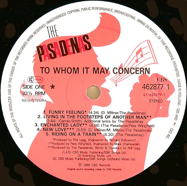 Album cover for To Whom It May Concern by Pasadenas, The