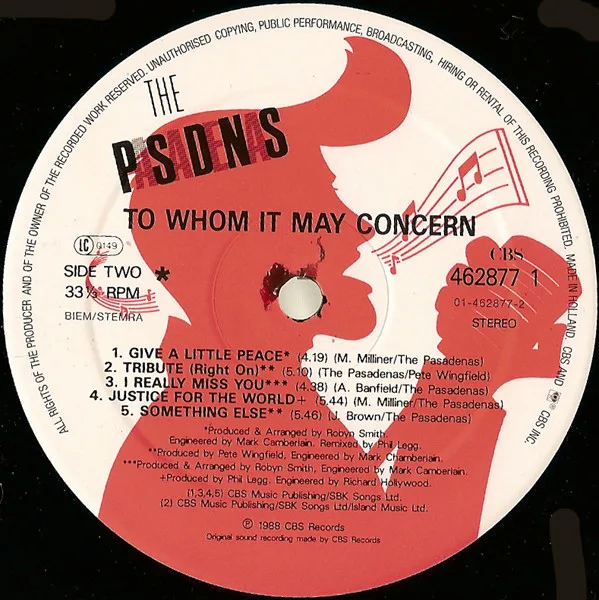 Album cover for To Whom It May Concern by Pasadenas, The