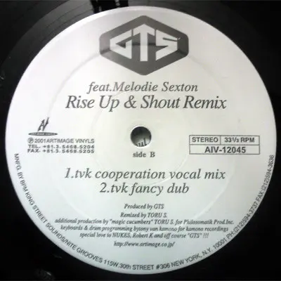 GTS feat. Melodie Sexton - Rise Up & Shout Remix, Electronic, House, 2001 - Artimage Vinyls, Japan, Vinyl 1x 12", 33 ⅓ RPM