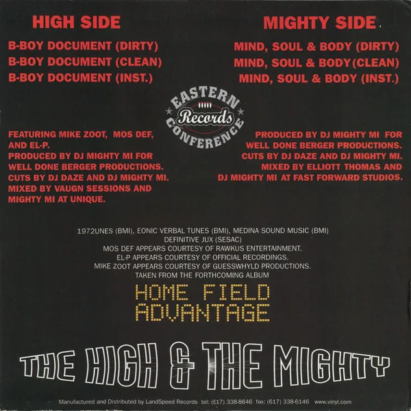 Album cover for B-Boy Document / Mind, Soul & Body by High & Mighty, The Featuring Mos Def, EL-P & Mike Zoot