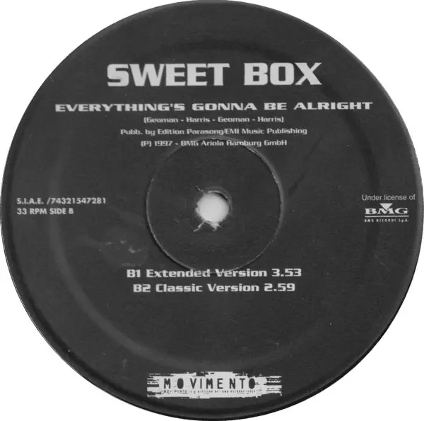 Sweetbox - Everything's Gonna Be Alright, Hip Hop, RnB/Swing, 1997 - Movimento, Italy, Vinyl 1x 12", 33 ⅓ RPM