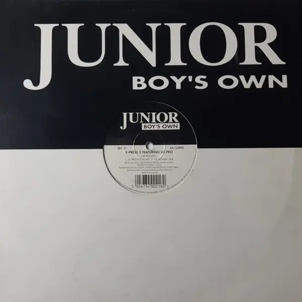 X-Press 2 - Rock 2 House / Hip Housin', Electronic, Hip-House, House, 1994 - Junior Boy's Own, UK, Vinyl 1x 12", 33 ⅓ RPM, Si