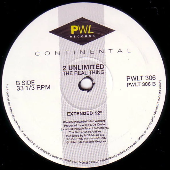 Album cover for The Real Thing by 2 Unlimited