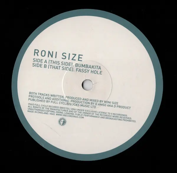 Roni Size - Bumbakita / Fassy Hole, Electronic, Drum n Bass, 2004 - V Recordings, UK, Vinyl 1x 12"