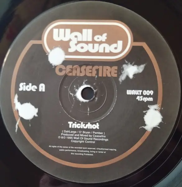 Ceasefire - Trickshot, Electronic, Breakbeat, Downtempo, Trip Hop, 1995 - Wall Of Sound, UK, Vinyl 1x 12", 45 RPM, 33 ⅓ RPM