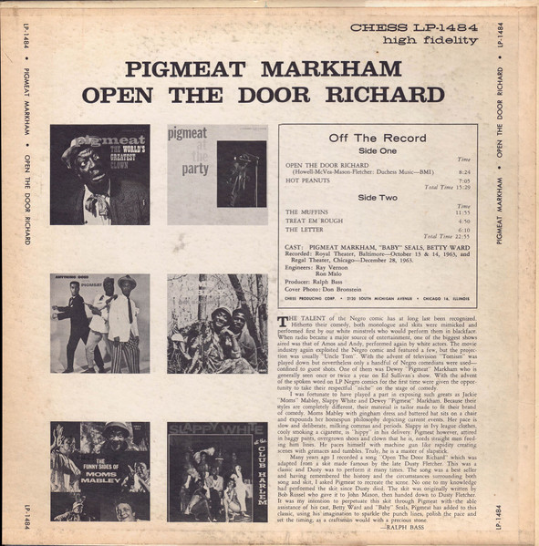 Pigmeat Markham - Open The Door Richard, Non-Music, Comedy, 1963 - Chess, US, Vinyl 1x LP