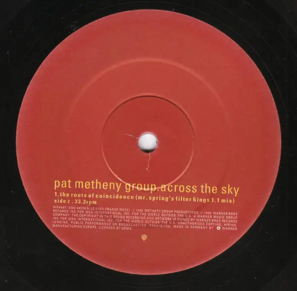 Pat Metheny Group - Across The Sky, Electronic, Deep House, Future Jazz, Jungle, Speed Garage, 1998 - Warner Bros. Records, G