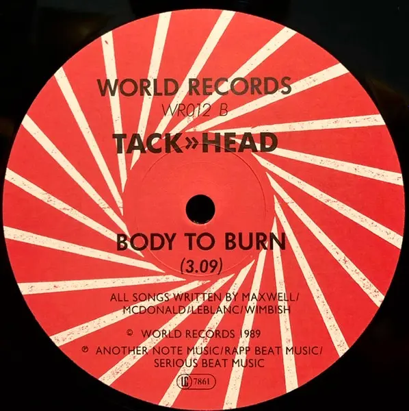 Tackhead - Ticking Time Bomb, Electronic, Breaks, Electro, 1989 - World Records, UK, Vinyl 1x 12", 45 RPM