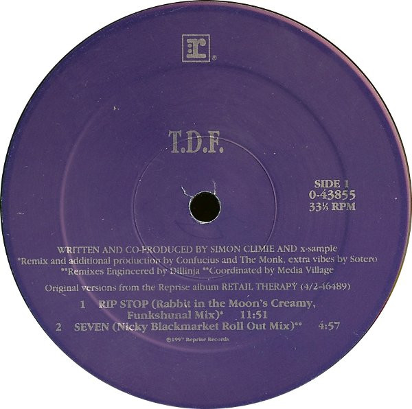 T.D.F. - Rip Stop / Seven, Electronic, Drum n Bass, 1997 - Reprise Records, US, Vinyl 1x 12", 33 ⅓ RPM
