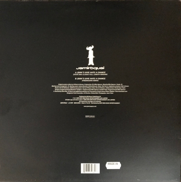 Jamiroquai - (Don't) Give Hate A Chance, Electronic, Garage House, House, 2005 - Sony BMG Music Entertainment, UK, Vinyl 1x 1
