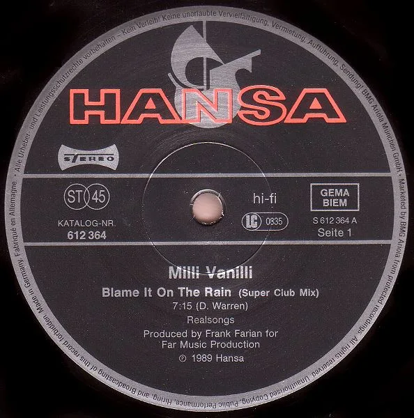 Album cover for Blame It On The Rain by Milli Vanilli