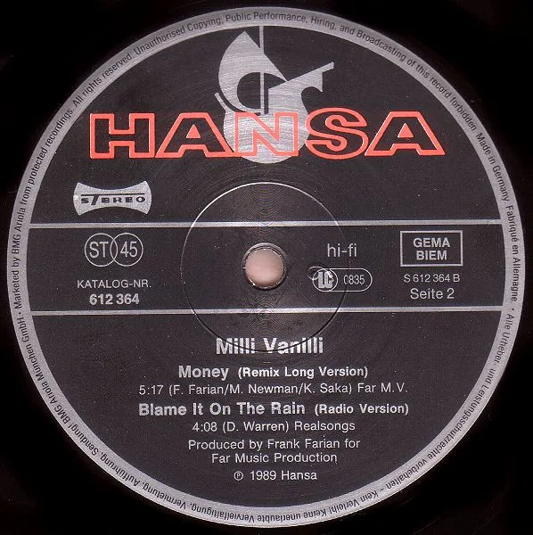 Album cover for Blame It On The Rain by Milli Vanilli