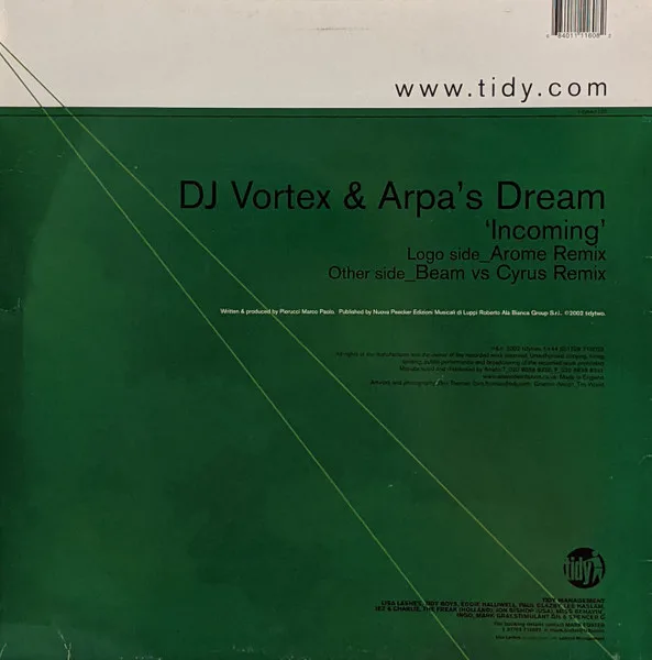 Album cover for Incoming by DJ Vortex & Arpa's Dream