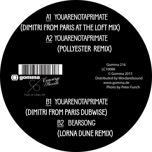 Hess Is More - Bearsong / Primate Remixes, Electronic, House, 2015 - Gomma, Germany, Vinyl 1x 12"