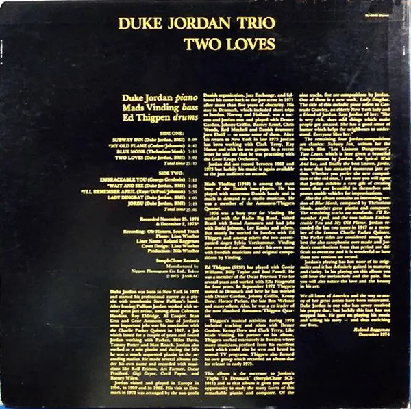 Duke Jordan Trio - Two Loves, Jazz, Bop, 1975 - SteepleChase, Japan, Vinyl 1x LP, Album, Stereo