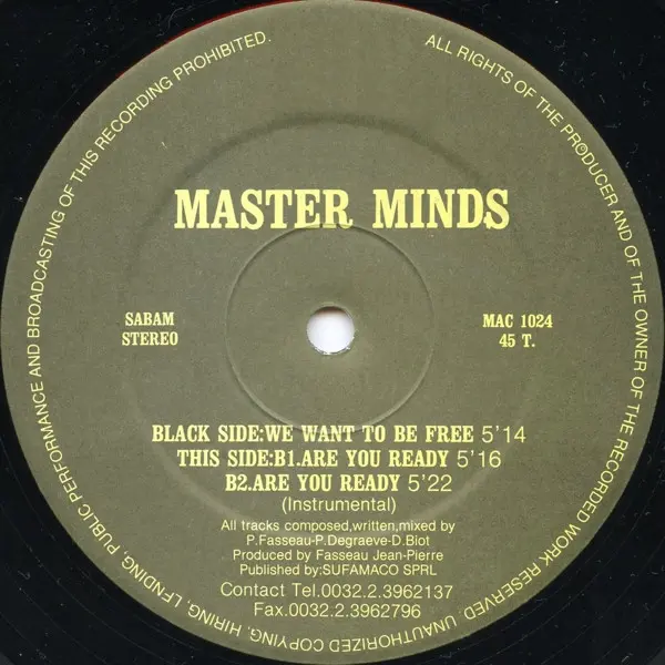 Master Minds - Are You Ready, Electronic, Techno, Trance, 1992 - Mackenzie Records, Belgium, Vinyl 1x 12", 45 RPM