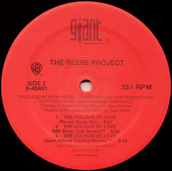 Reese Project, The - The Colour Of Love, Electronic, Deep House, House, Tech House, 1992 - Giant Records, US, Vinyl 1x 12", 3