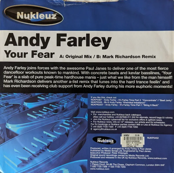 Album cover for Your Fear by Andy Farley