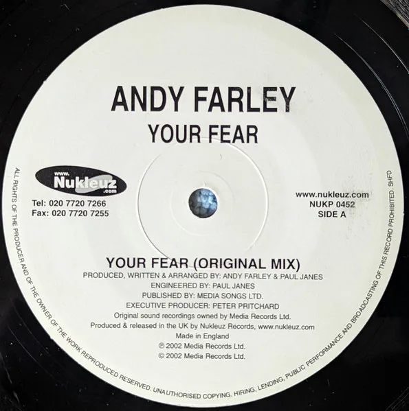 Album cover for Your Fear by Andy Farley