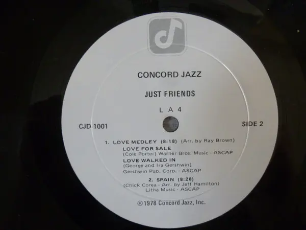 LA4 - Just Friends, Jazz, Latin, Bossa Nova, Cool Jazz, 1978 - Concord Jazz, US, Vinyl 1x LP, Album, Limited Edition Direct T