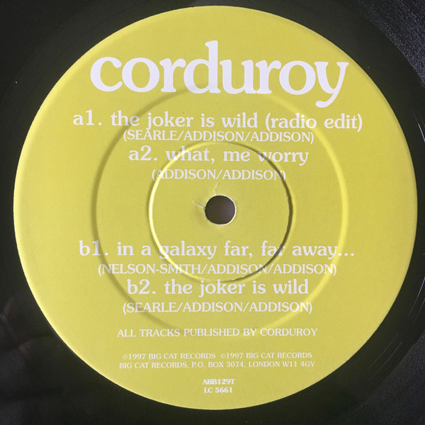 Corduroy - The Joker Is Wild, Electronic, Acid Jazz, 1997 - Big Cat, UK, Vinyl 1x 12"