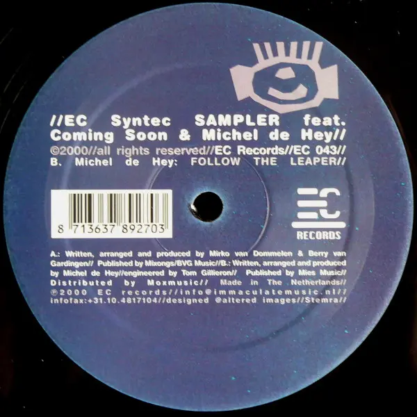 Coming Soon & Michel de Hey - EC Syntec Sampler, Electronic, Tech House, 2001 - EC Records, Netherlands, Vinyl 1x 12", Sample