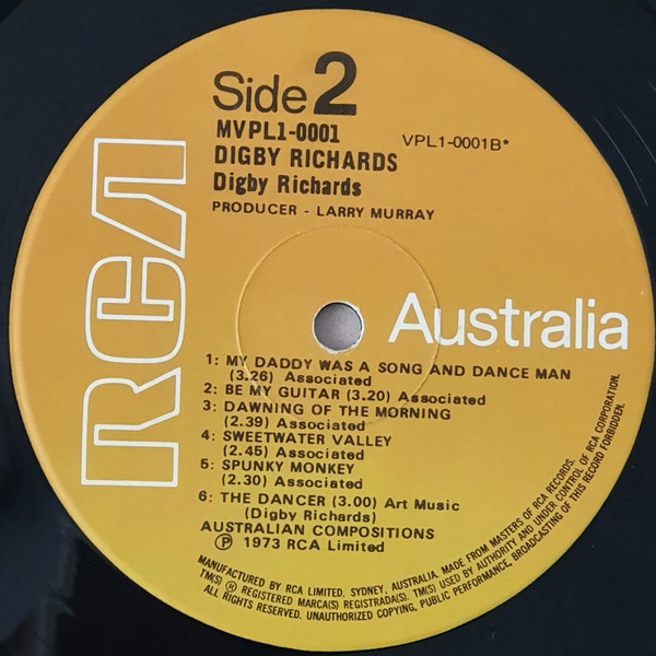 Digby Richards - Digby Richards, Folk, World, & Country, Rock, Country Rock, 1974 - RCA Australia, Australia, Vinyl 1x LP, Al
